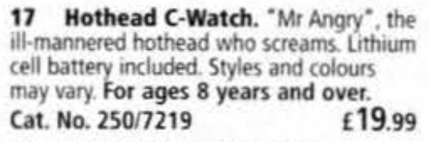 1999 Christmas watch hothead desc